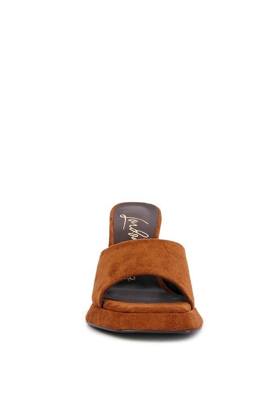 copyme faux suede mid heel classic sandals