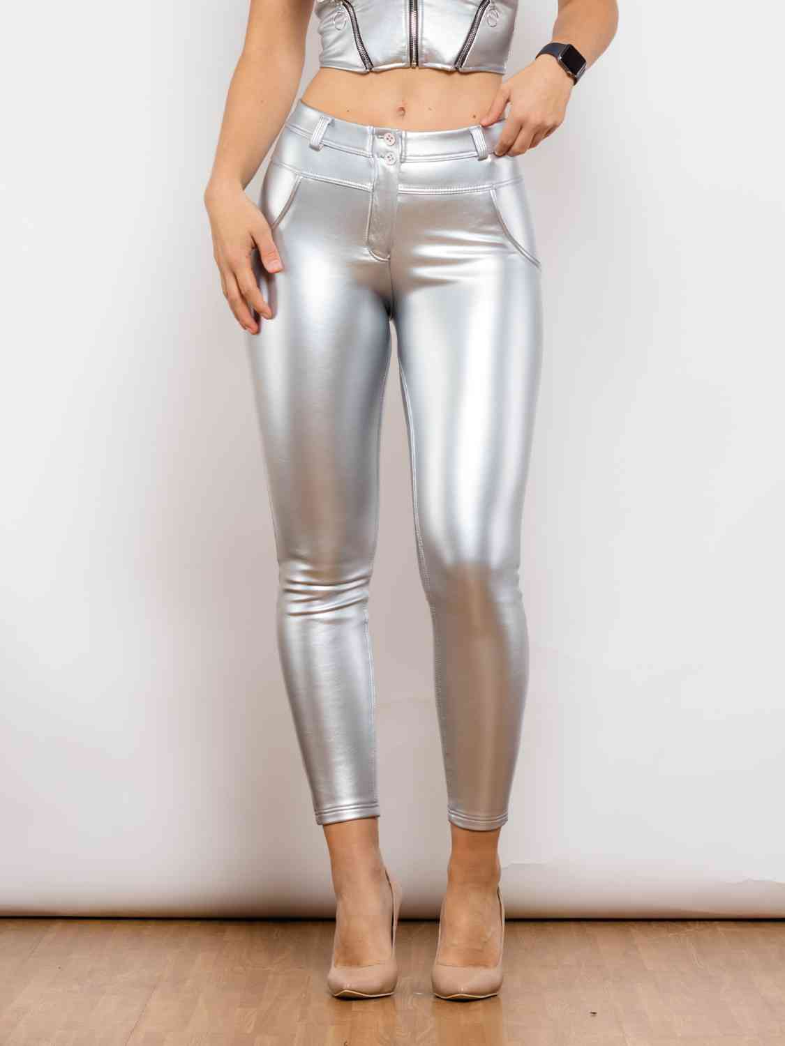 Full Size PU Leather Skinny Pants