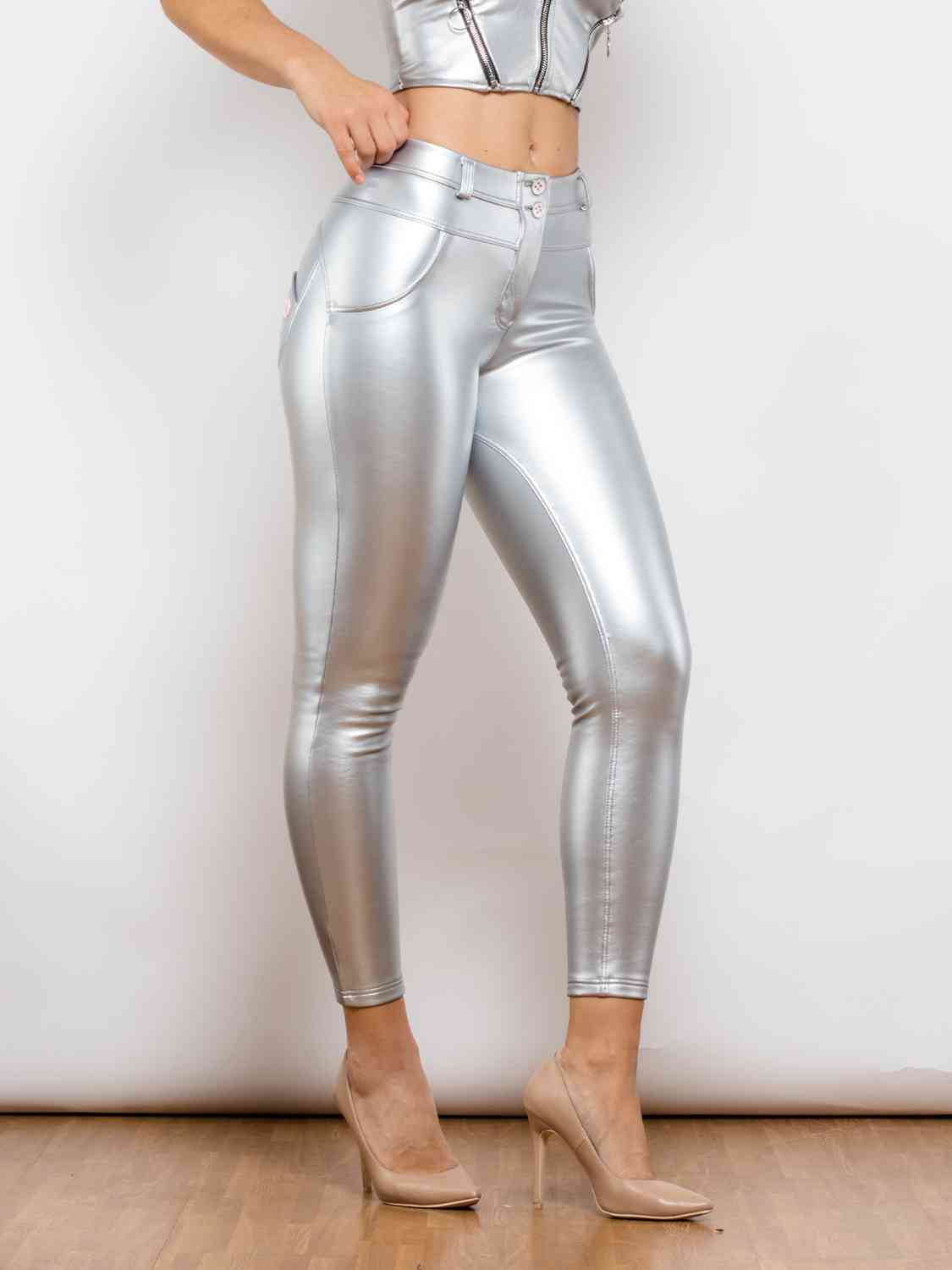 Full Size PU Leather Skinny Pants
