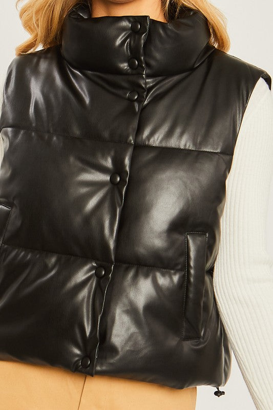 PU Leather Padded Vest