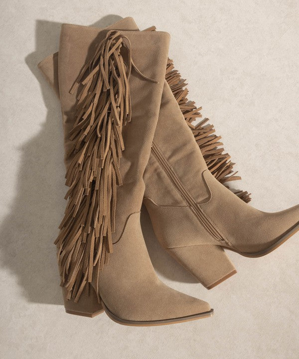 OASIS SOCIETY OUT WEST - Knee-High Fringe Boots