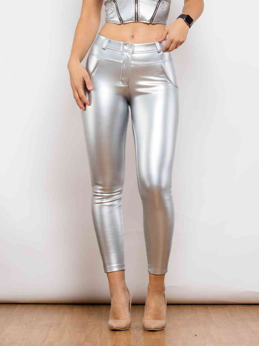 Full Size PU Leather Skinny Pants